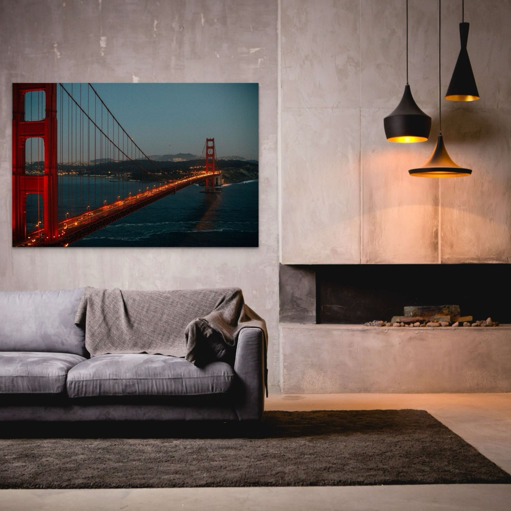 Golden Gate Bridge at night San Francisco metal print